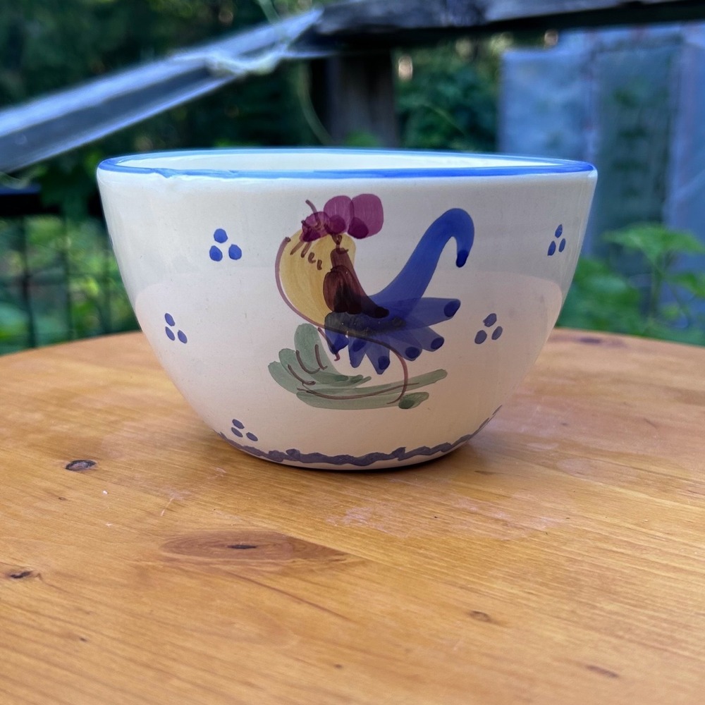 Vintage Italian Rooster Bowl Cafe Au Lait Cup Hand Painted Patronelli Oronzo